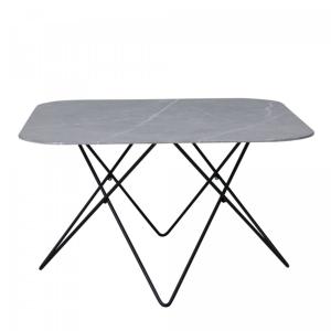 Table basse élégante avec plateau en verre marbré gris