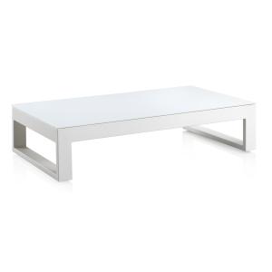 Table basse en aluminium et verre trempé blanc 130x70 cm