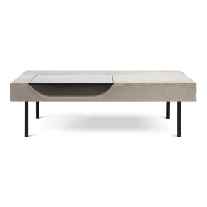 Table basse en béton gris, acier noir et verre trempé - 125…