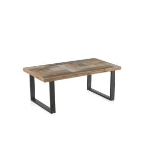 Table basse en bois avec pieds métalliques noirs