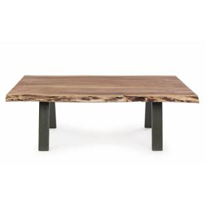 Table basse en bois d'acacia avec pieds en acier