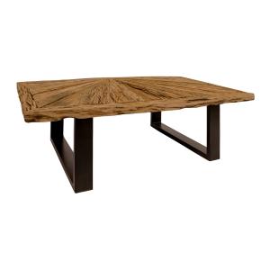 Table basse en bois de teck recyclé et pieds en métal noir