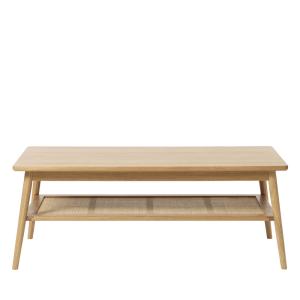 Table basse en bois et cannage 120x60cm bois clair