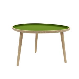 Table basse en bois et peinture céramique vert kaki