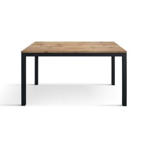 Table basse en bois, finition chêne, base anthracite, 160x9…