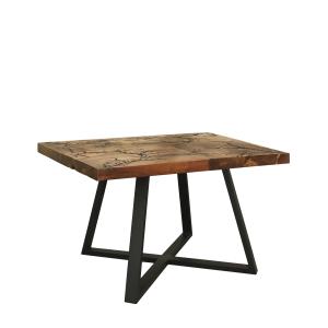 Table basse en bois marron et fer noir L 70 cm