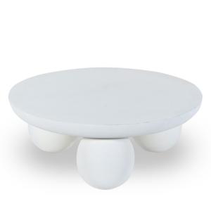 Table basse en bois massif D90cm blanc