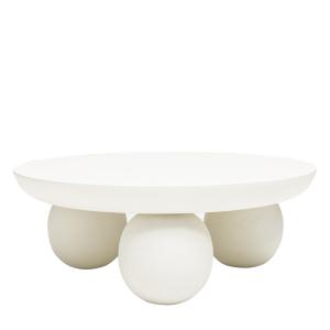 Table basse en bois massif ø90cm - Blanc