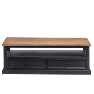 Table basse en bois noir 4 tiroirs 1 niche