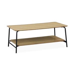 Table basse en décor bois et métal noir 1 étagère