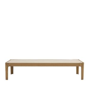 Table basse en effet travertin et bois 160x50cm - Beige