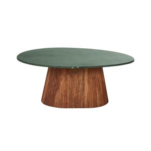 Table basse en marbre vert et bois d'acacia massif L103