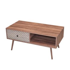 Table basse en mdf 1 tiroirs et 1 niche ouverte beige