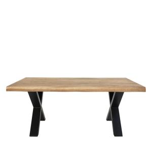 Table basse en métal et bois clair
