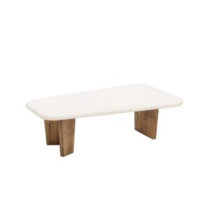 Table basse en microciment avec pieds en bois vieilli 100x3…