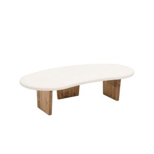 Table basse en microciment avec pieds en bois vieilli 120x3…