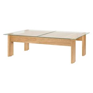 Table basse en placage de chêne et plateau en verre trempé,…