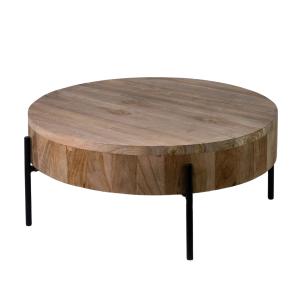 Table basse en teck recyclé et pieds en fer noir 35x80