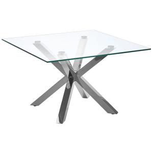 Table basse en verre avec pieds argentés 70 x 70 cm