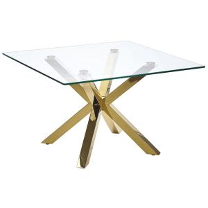 Table basse en verre avec pieds dorés 70 x 70 cm