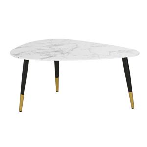 Table basse en verre effet marbre blanc et métal coloris la…