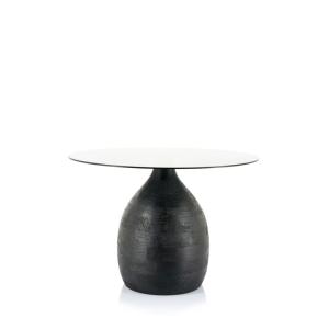 Table basse en verre et bois D60cm noir