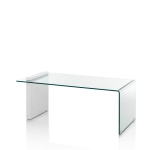 Table basse en verre et MDF blanc