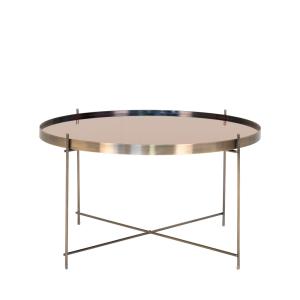 Table basse en verre et métal ø70xh40cm - Laiton