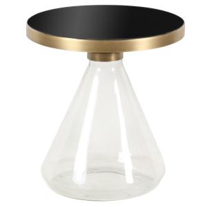 Table basse en verre transparent avec plateau en laiton ant…