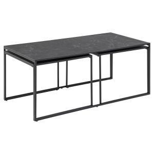 Table basse extensible en 3 pièces en mélamine et métal noi…