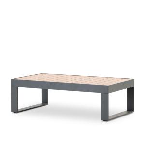 Table basse jardin alluminium anthracite effet bois