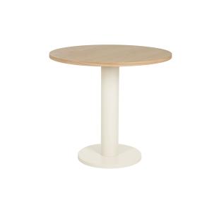 Table basse large en acier et placage chêne, beige