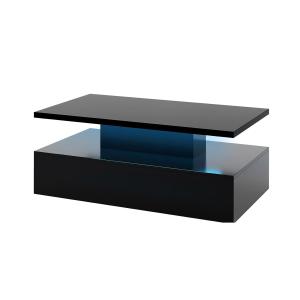 Table basse led 20 lumières laquée noir 110x60x40cm