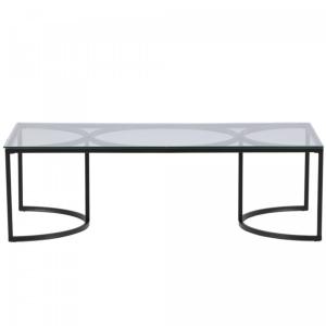 Table basse moderne 140x70cm en verre et métal