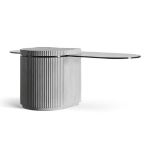 Table basse moderne en béton gris et verre trempé - 120x60c…