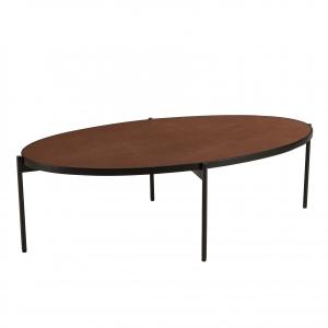 Table basse ovale 131x65cm couleur rouille effet pierre