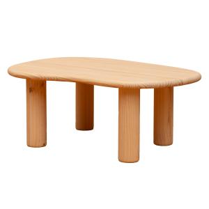 Table basse ovale en bois massif naturel 93 cm et verni