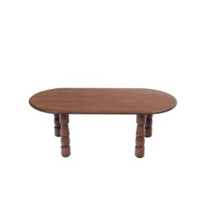 Table basse ovale en bois style ethnique L115 marron camel