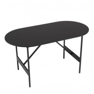 Table basse ovale noire 70x35cm piètement métal