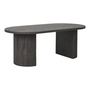 Table  basse ovale pieds relief mdf effet bois foncé