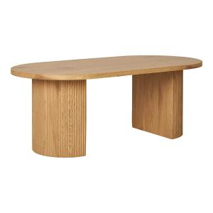 Table  basse ovale pieds relief mdf effet bois naturel