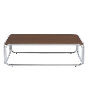 Table basse placage noyer structure en chrome