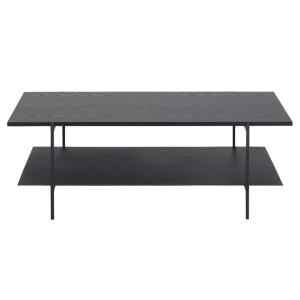 Table basse rectangulaire 2 plateaux en bois noir