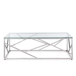 Table basse rectangulaire design en verre et en métal argen…