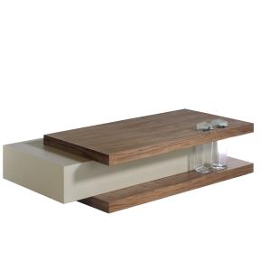 Table basse rectangulaire effet bois noyer et gris