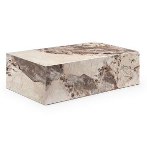 Table basse rectangulaire effet marbre beige et marron