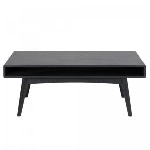 Table basse rectangulaire en bois 130x70cm avec niche noir