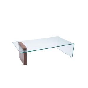 Table basse rectangulaire en bois et en verre L120
