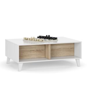 Table basse relevable couleur chêne/blanc, 100 cm longueur