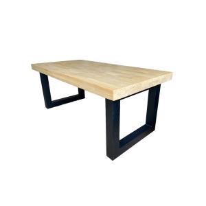 Table basse relevable en bois de chêne et acier noir